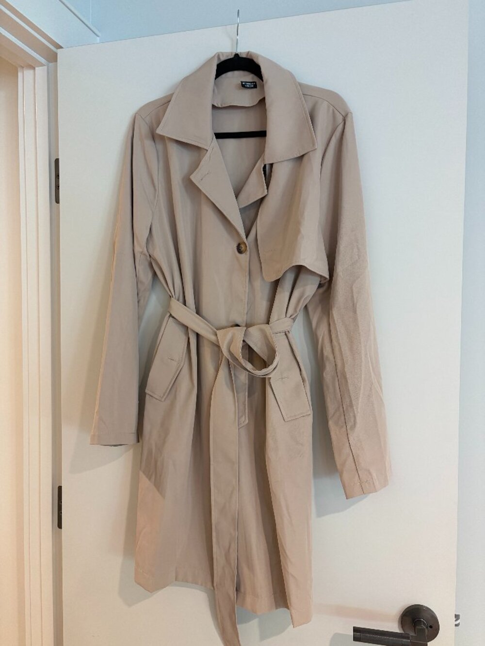 Khaki Preppy Womens Lapel Collar Single Breasted Trench Coat super light